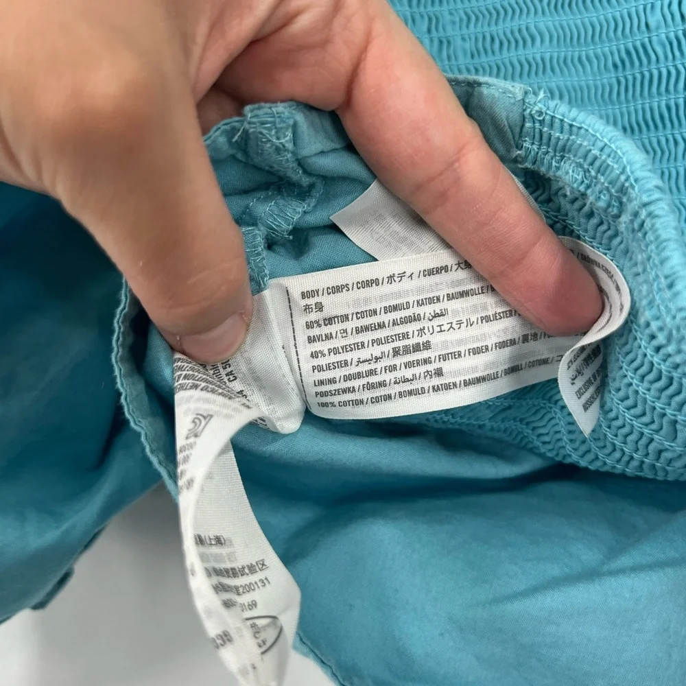 Abercrombie & Fitch Blue Puff Sleeve Crop Top